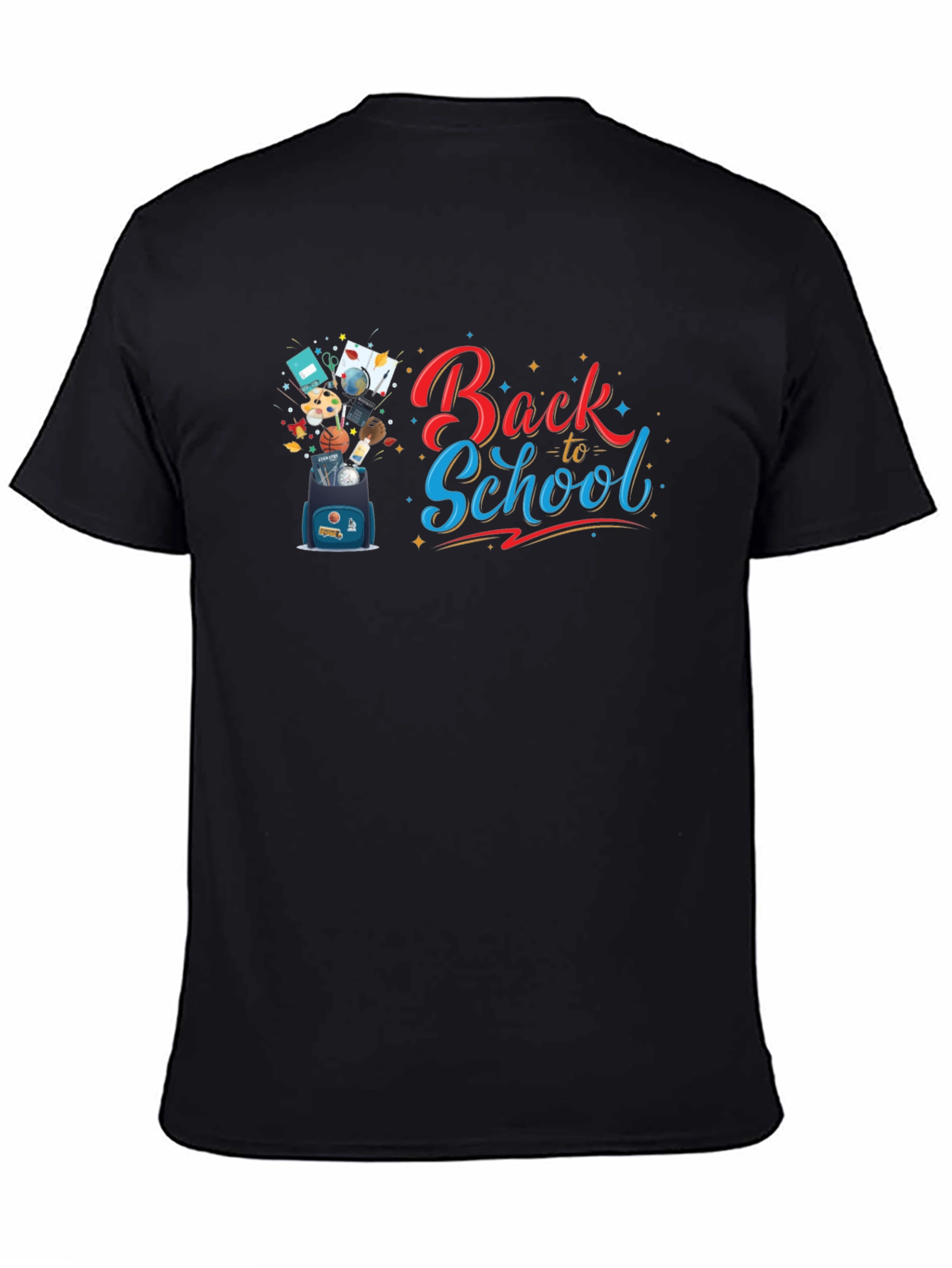 Back to School Graphic Tee - Black Cotton T-Shirt