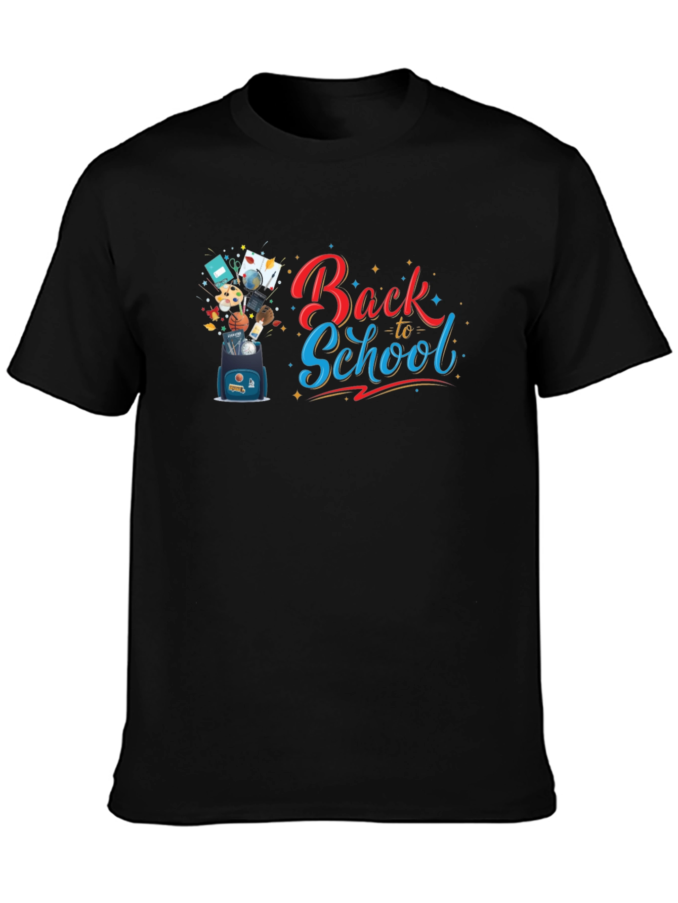 Back to School Graphic Tee - Black Cotton T-Shirt