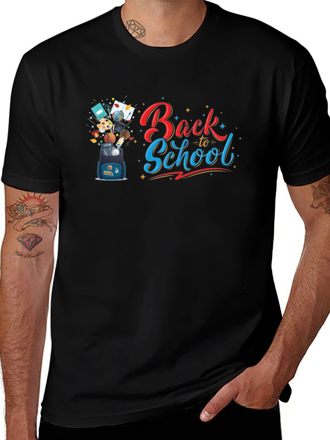 Back to School Graphic Tee - Black Cotton T-Shirt