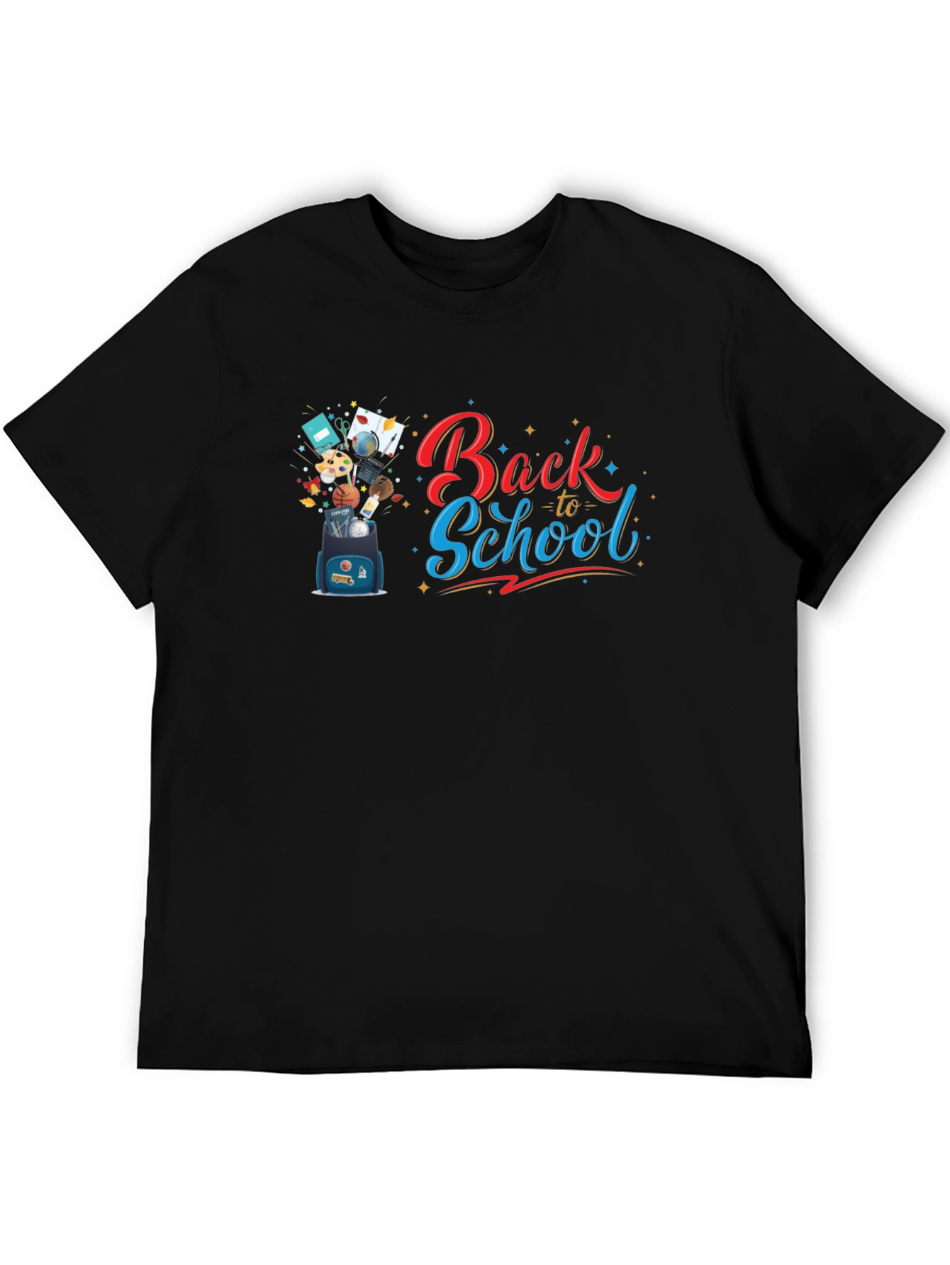 Back to School Graphic Tee - Black Cotton T-Shirt