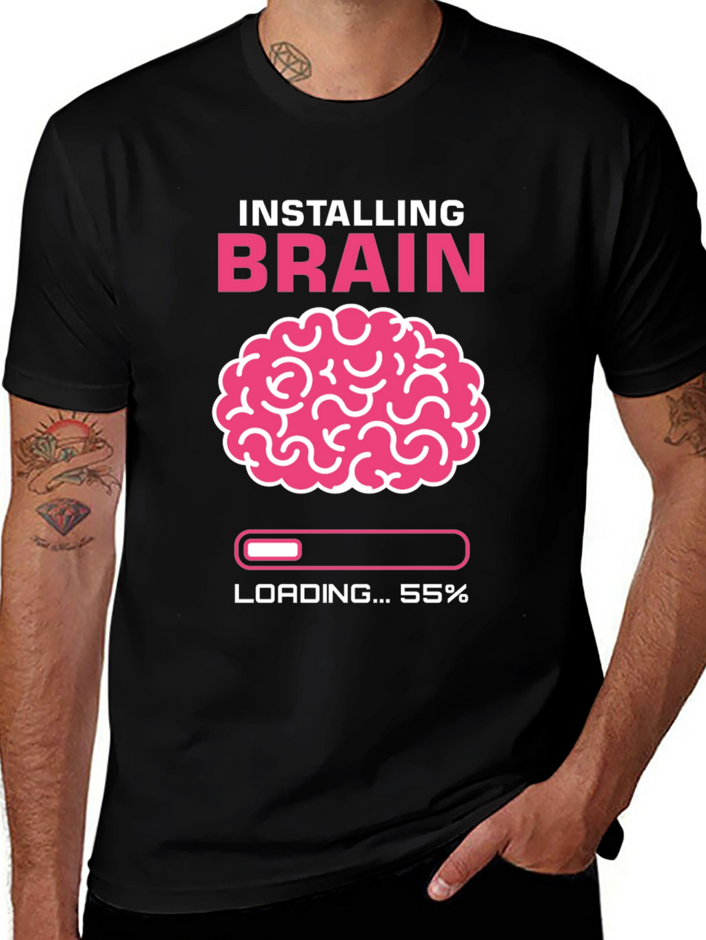 Installing Brain T-Shirt - Funny Nerd Tee