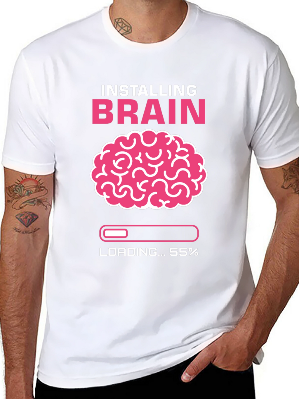 Installing Brain T-Shirt - Funny Nerd Tee