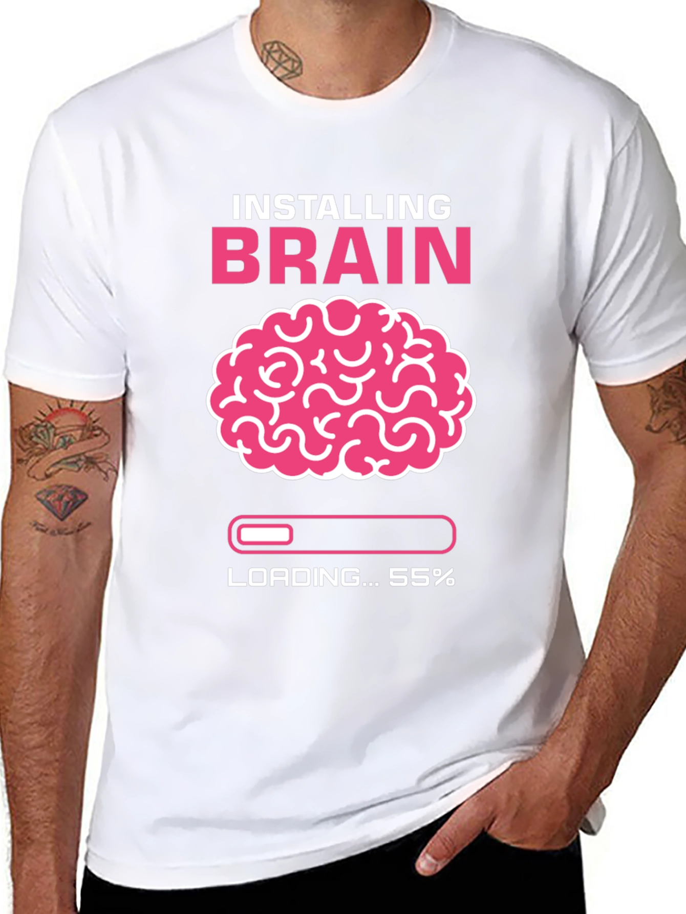 Installing Brain T-Shirt - Funny Nerd Tee