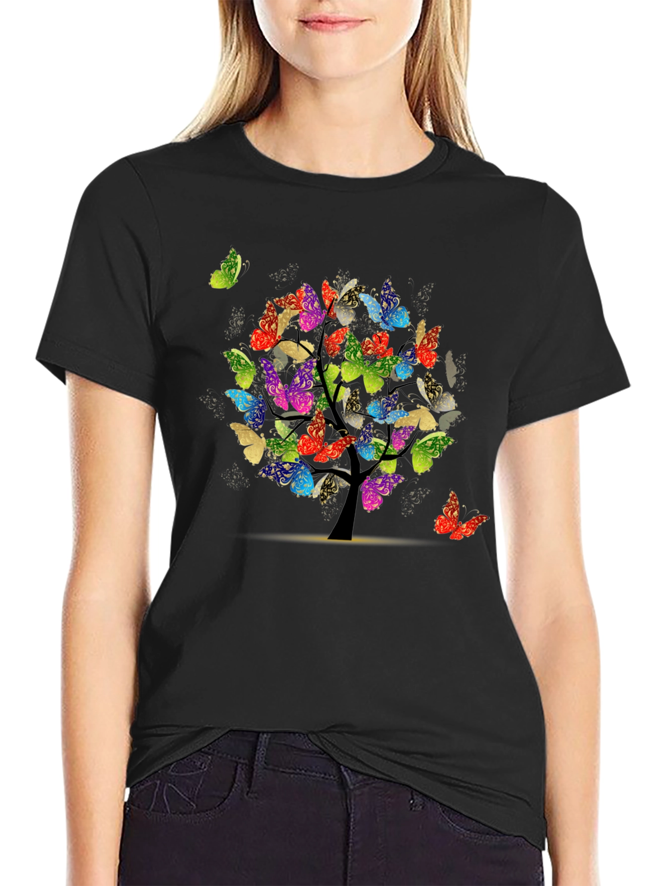 Butterfly Tree Graphic Tee - Nature Inspired Art