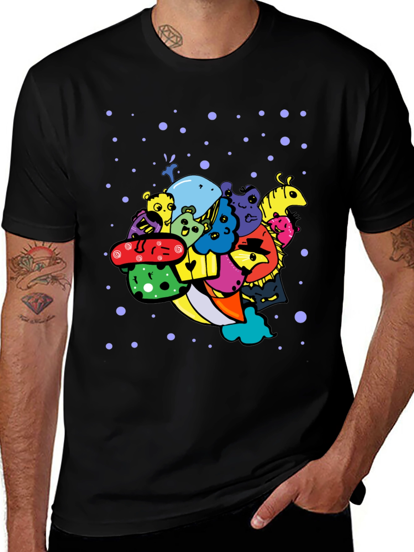 Funky Doodle Art Black T-Shirt