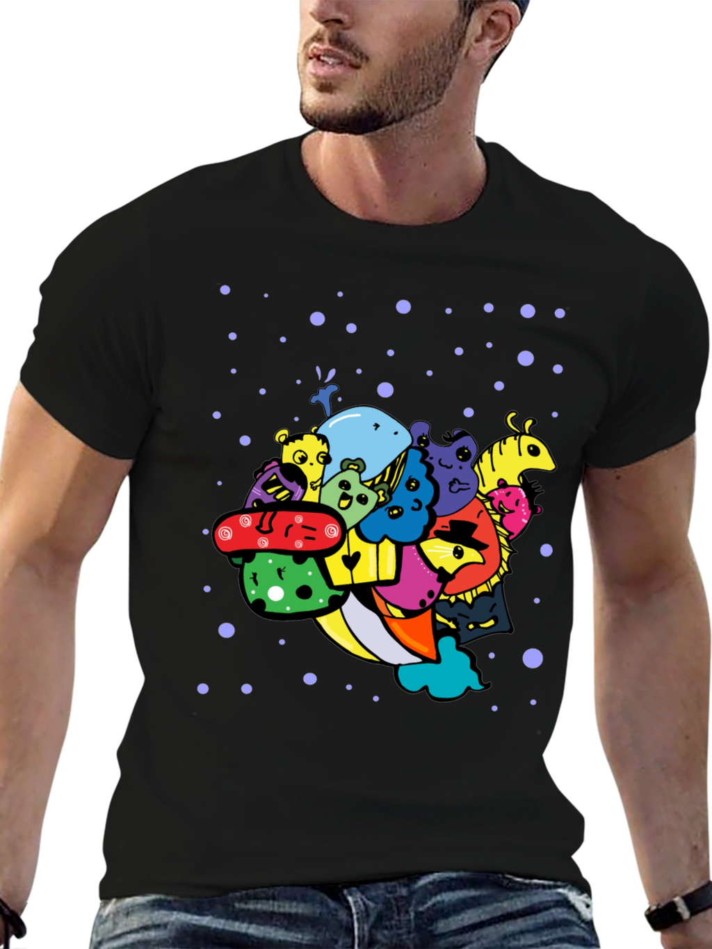 Funky Doodle Art Black T-Shirt