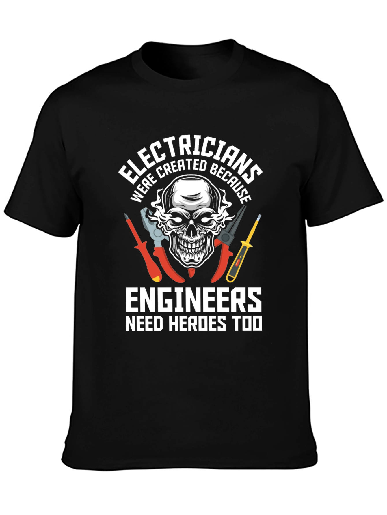 Electrician Hero Tee - Skull & Tools Graphic