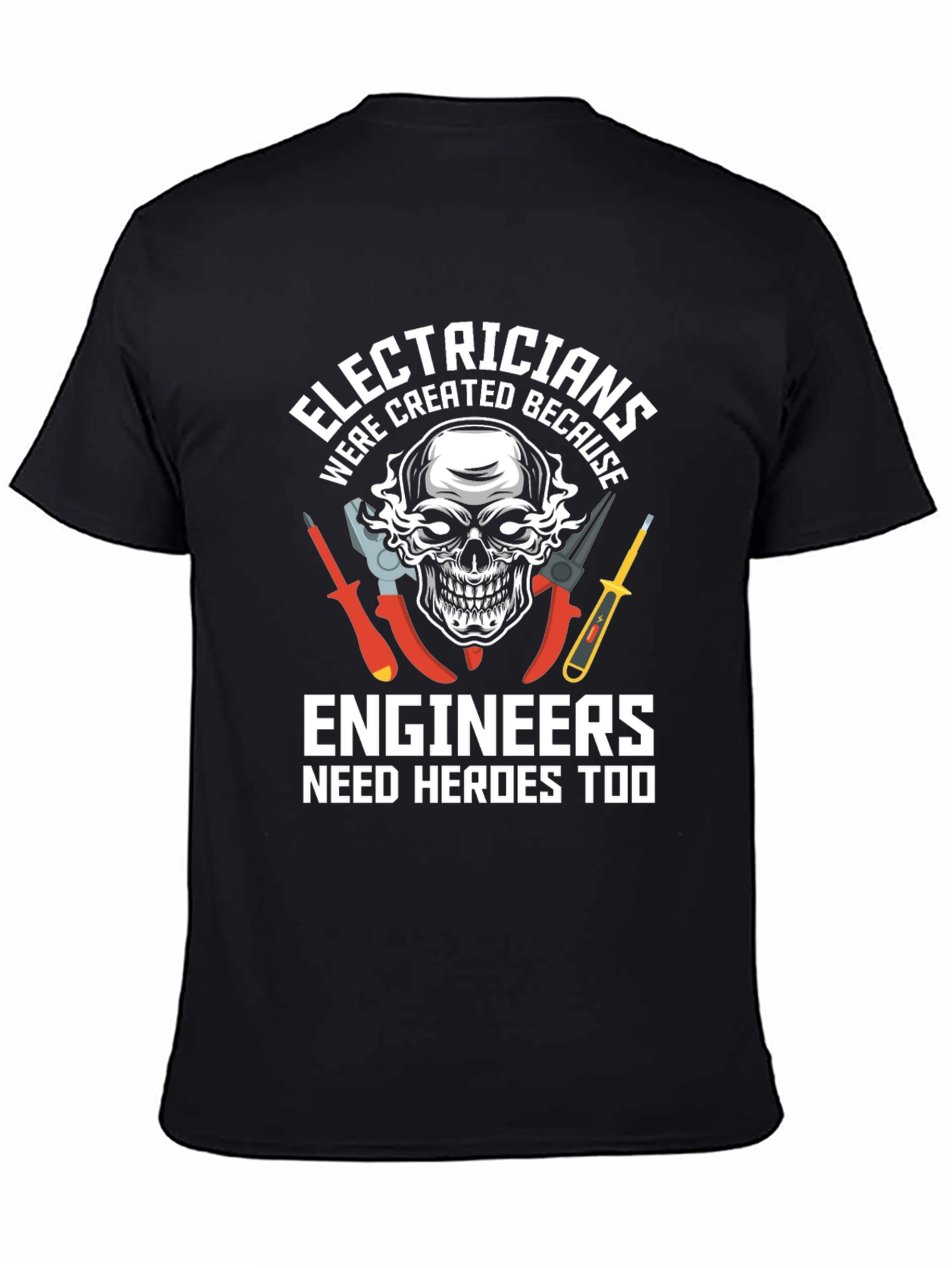 Electrician Hero Tee - Skull & Tools Graphic