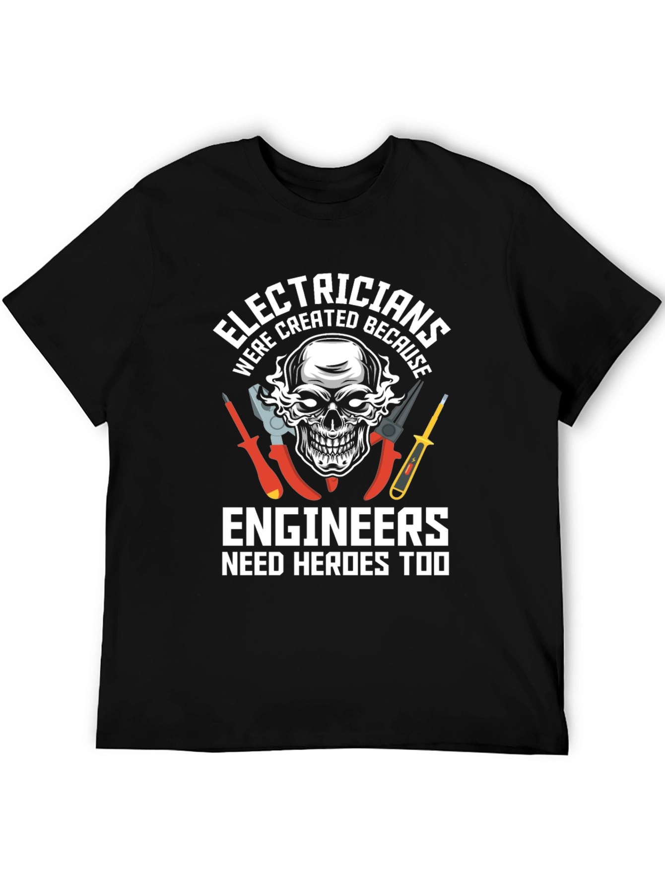 Electrician Hero Tee - Skull & Tools Graphic