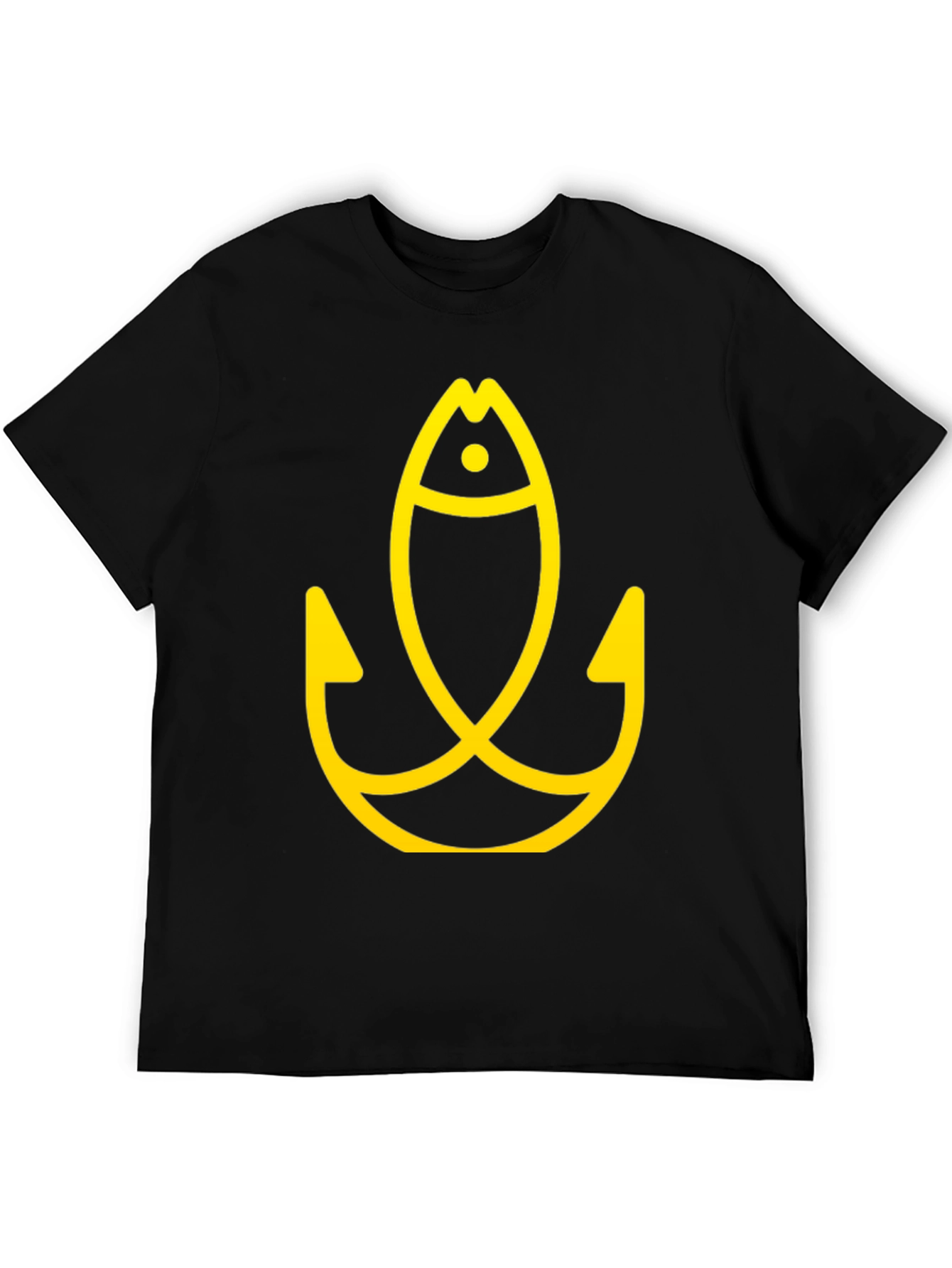 Fish Hook Graphic Tee - Black Cotton T-Shirt