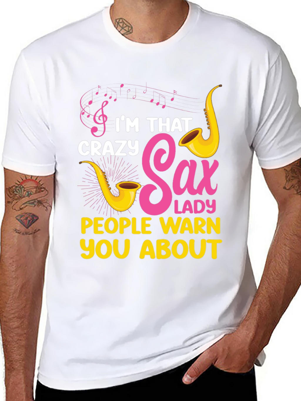 Crazy Sax Lady T-Shirt: Funny Musician Tee