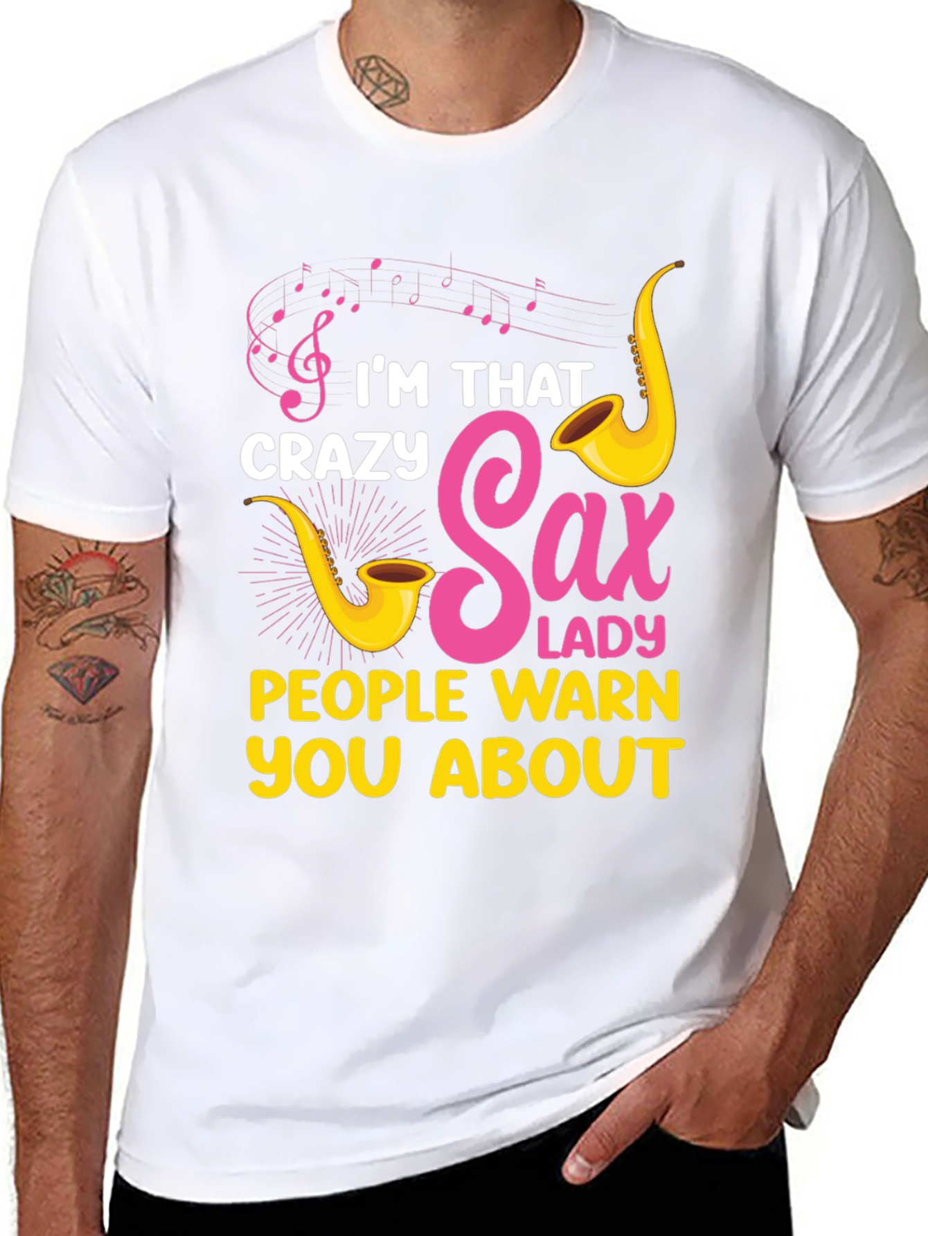 Crazy Sax Lady T-Shirt: Funny Musician Tee