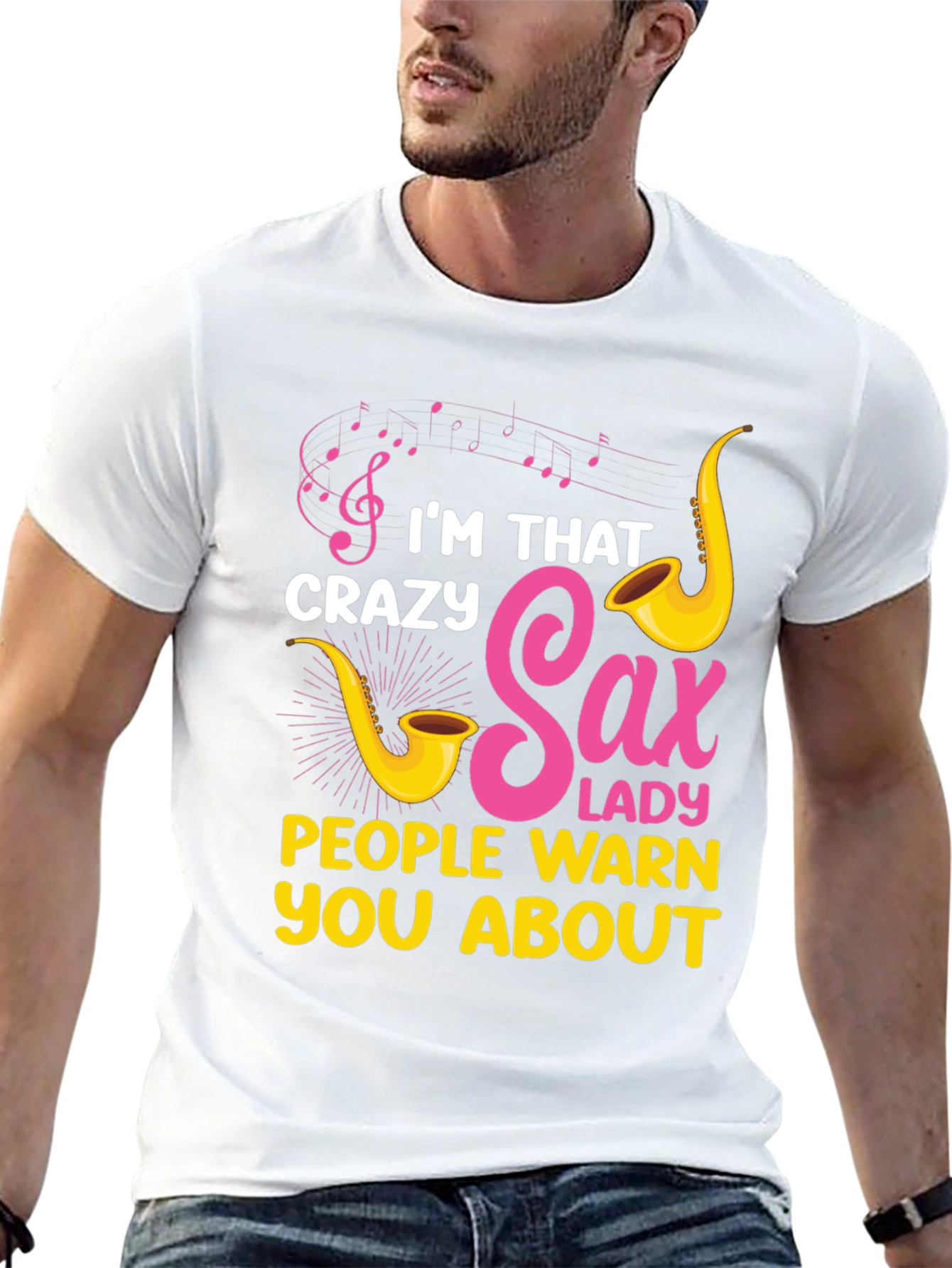 Crazy Sax Lady T-Shirt: Funny Musician Tee