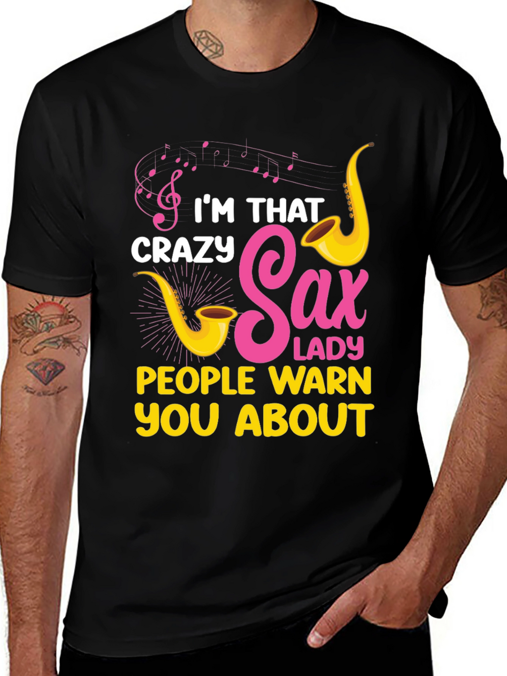 Crazy Sax Lady T-Shirt: Funny Musician Tee