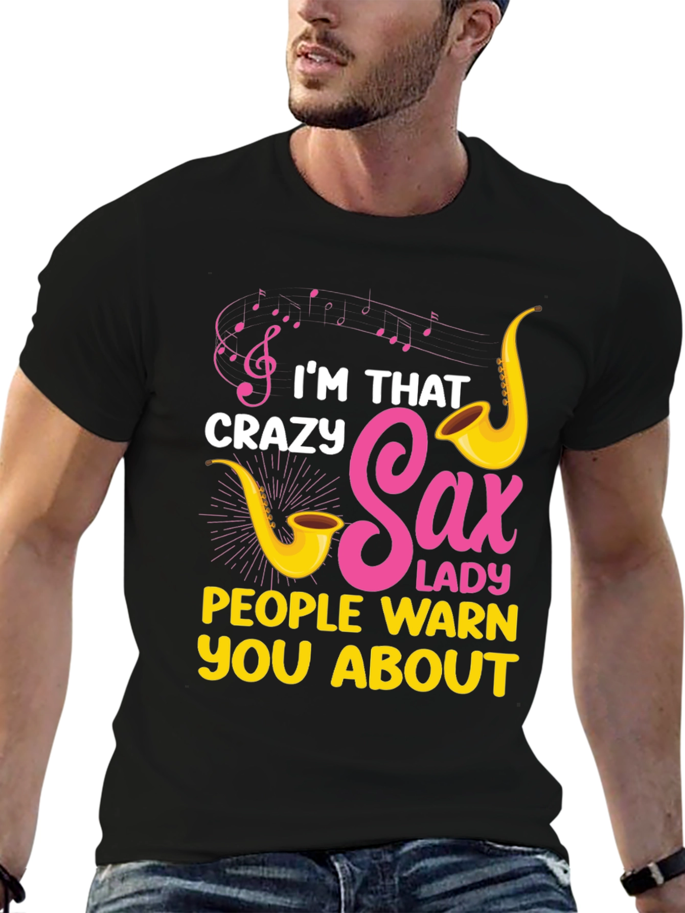 Crazy Sax Lady T-Shirt: Funny Musician Tee