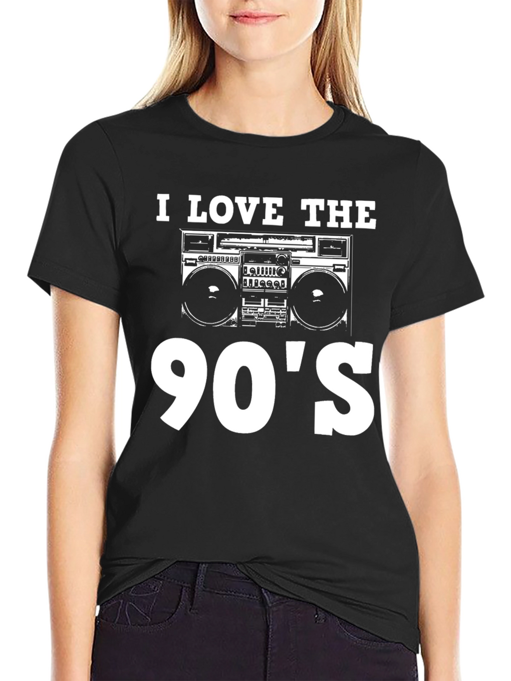 I Love The 90s Boombox Black T-Shirt