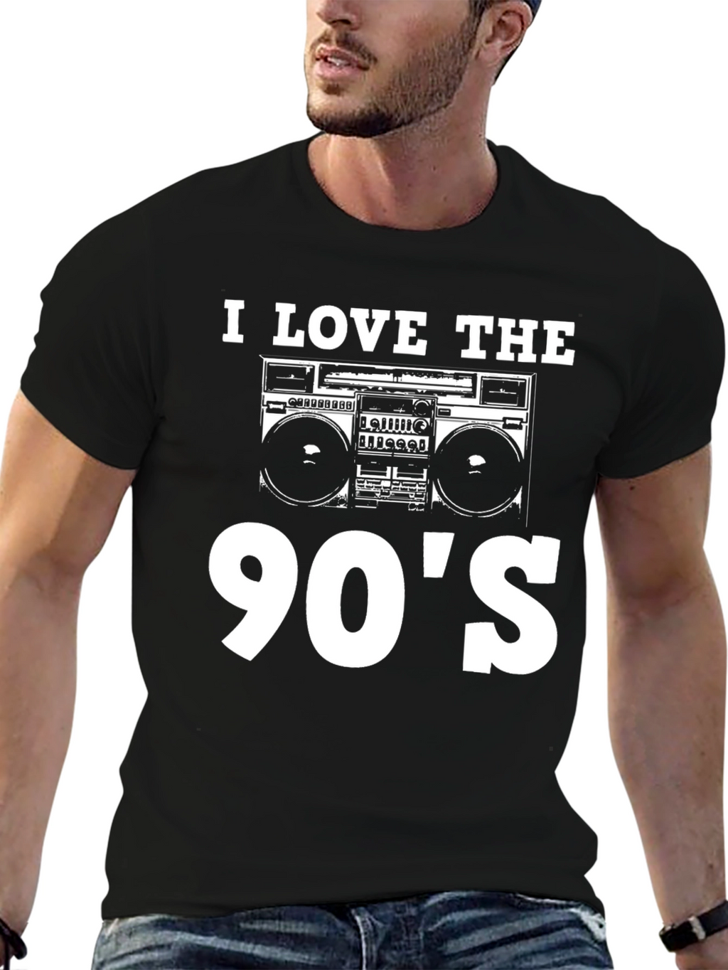 I Love The 90s Boombox Black T-Shirt