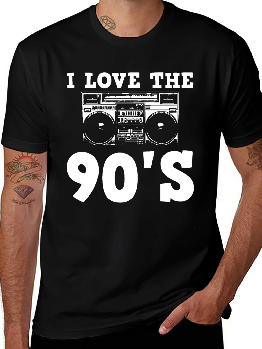 I Love The 90s Boombox Black T-Shirt