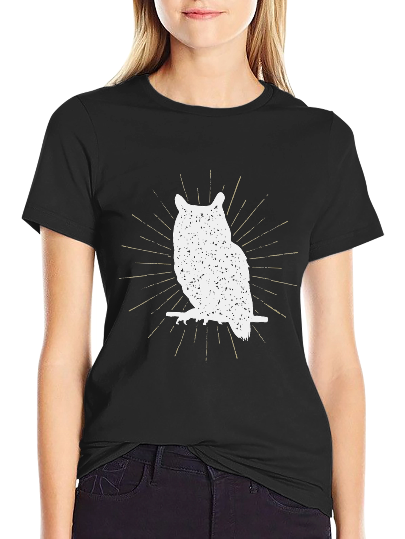 Cool Owl Graphic Tee - Black Cotton T-Shirt