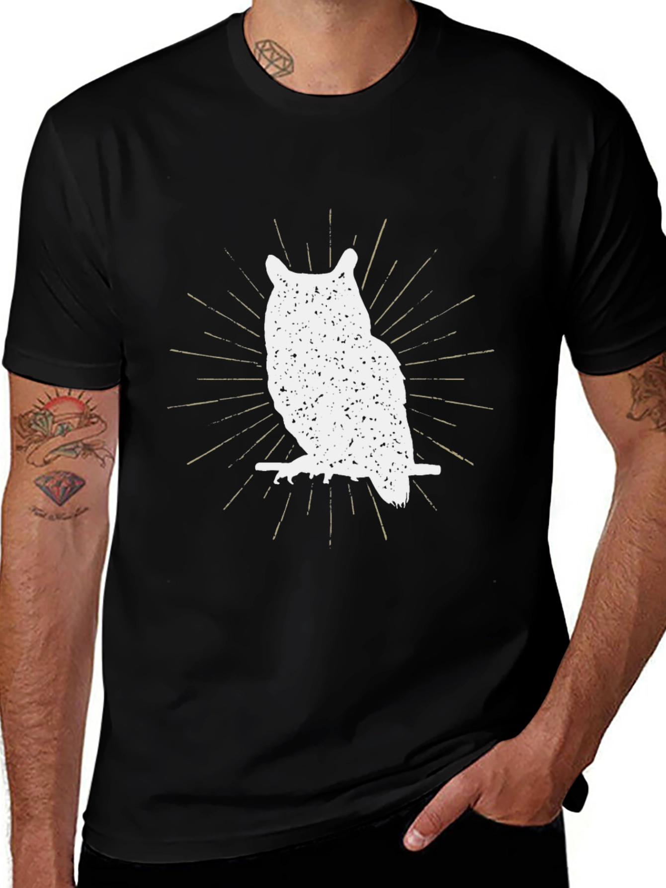 Cool Owl Graphic Tee - Black Cotton T-Shirt