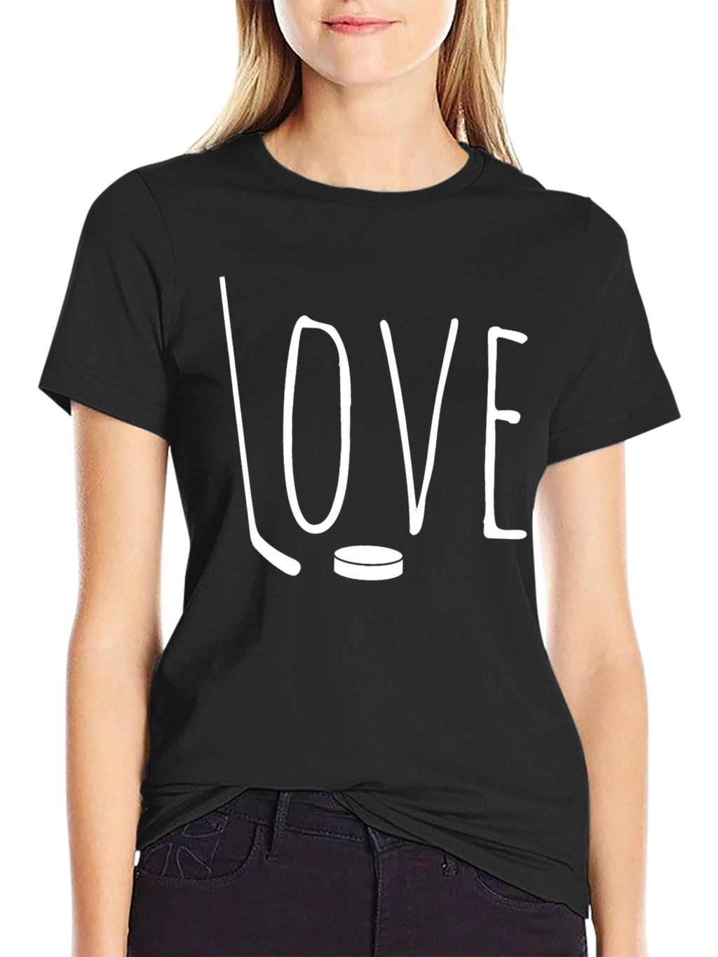 Hockey LOVE Graphic T-Shirt - Black