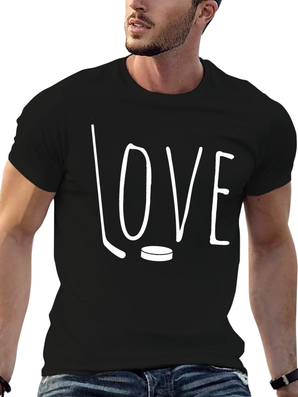 Hockey LOVE Graphic T-Shirt - Black