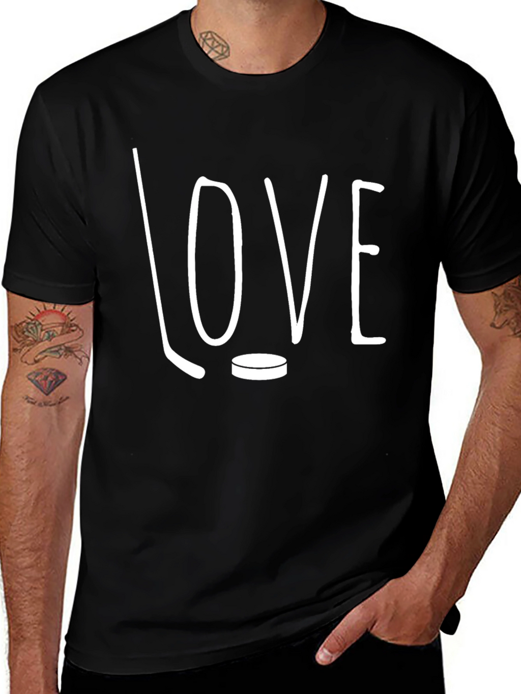 Hockey LOVE Graphic T-Shirt - Black