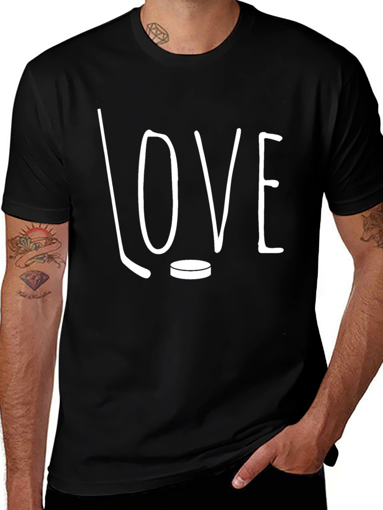 Hockey LOVE Graphic T-Shirt - Black