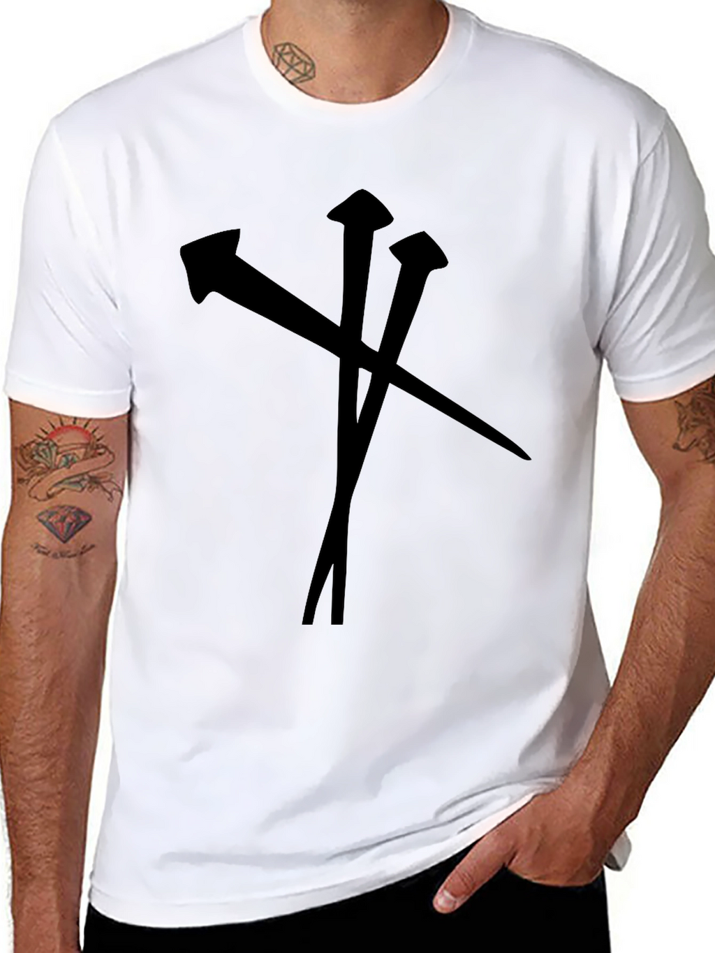 Black T-Shirt with Nail Graphic