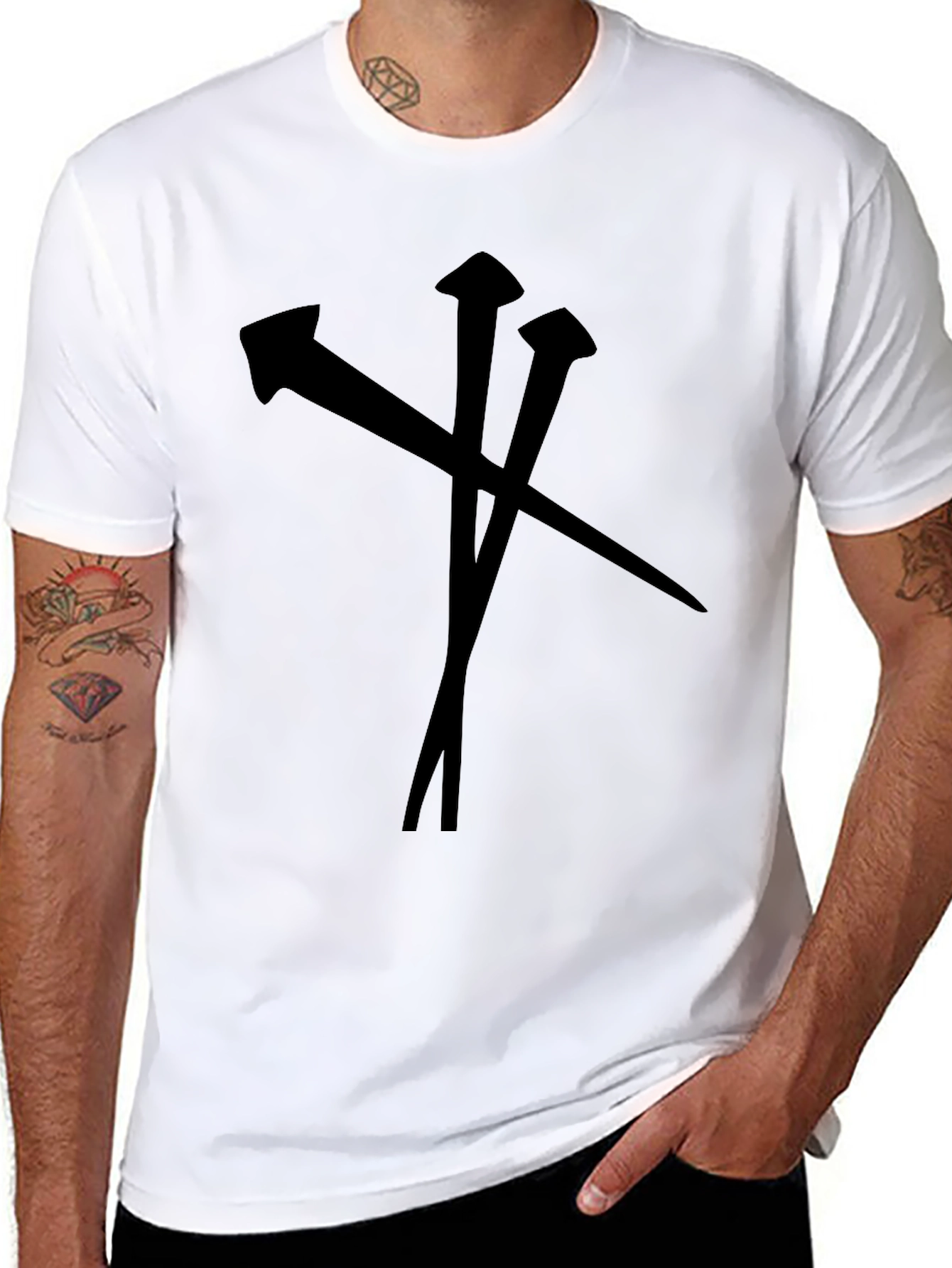 Black T-Shirt with Nail Graphic