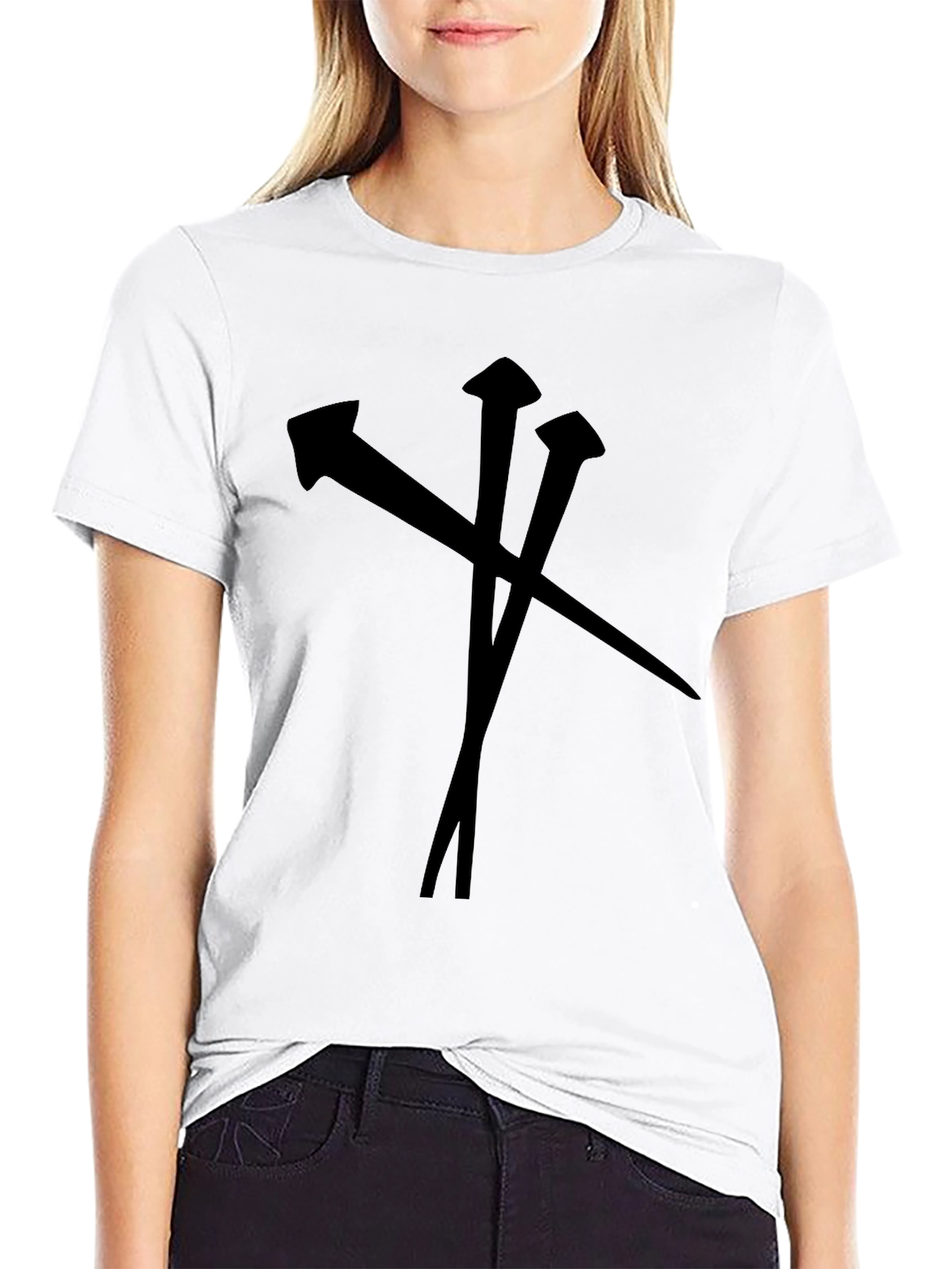 Black T-Shirt with Nail Graphic