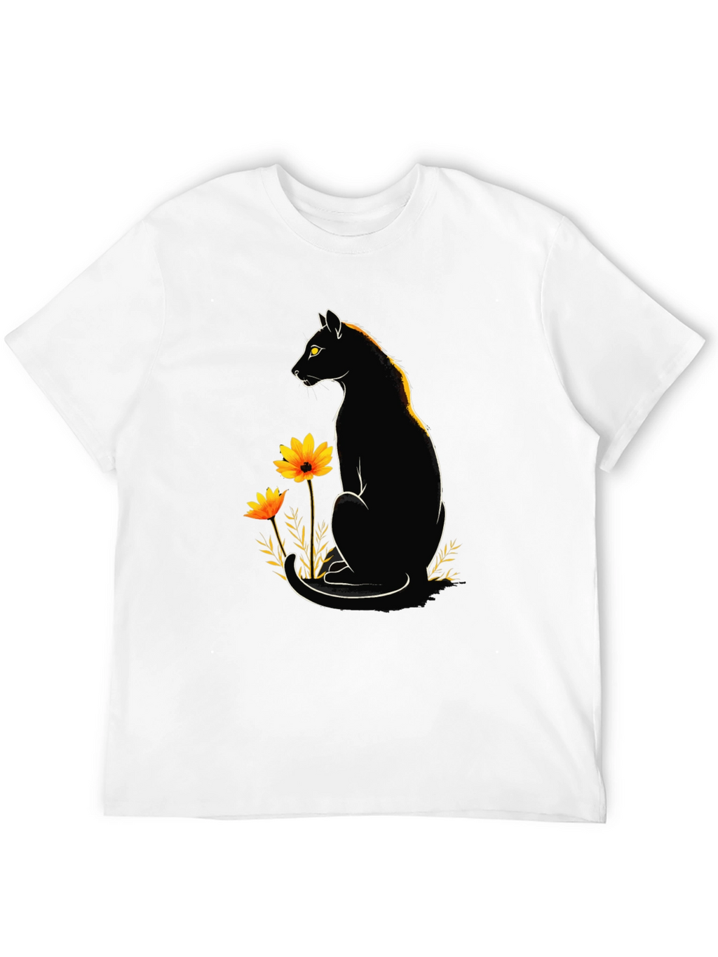 Black Cat Floral Graphic Tee