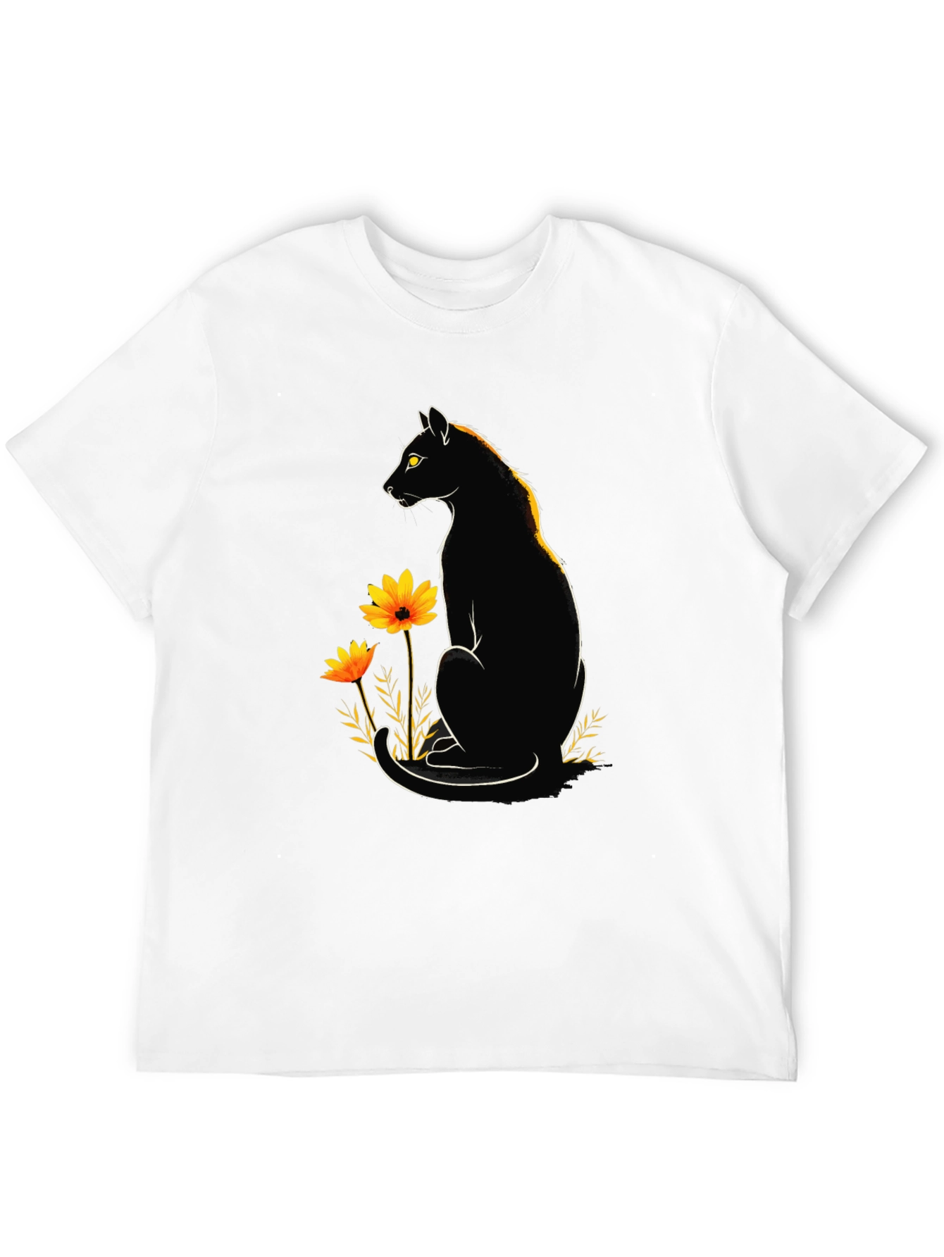 Black Cat Floral Graphic Tee