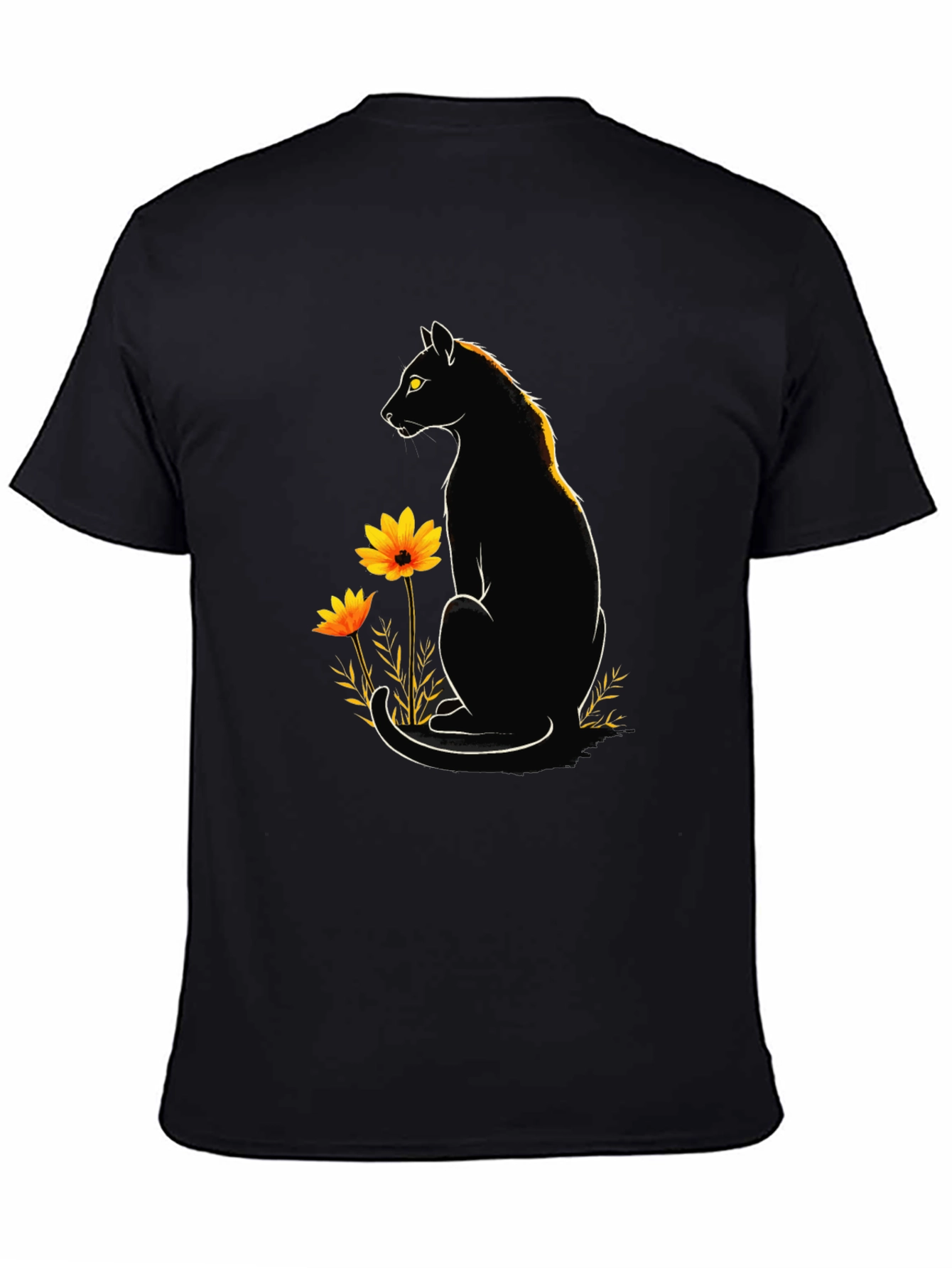 Black Cat Floral Graphic Tee