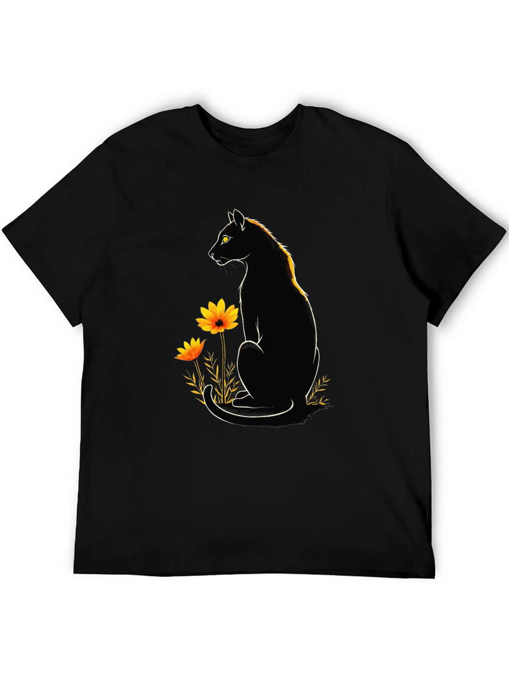 Black Cat Floral Graphic Tee