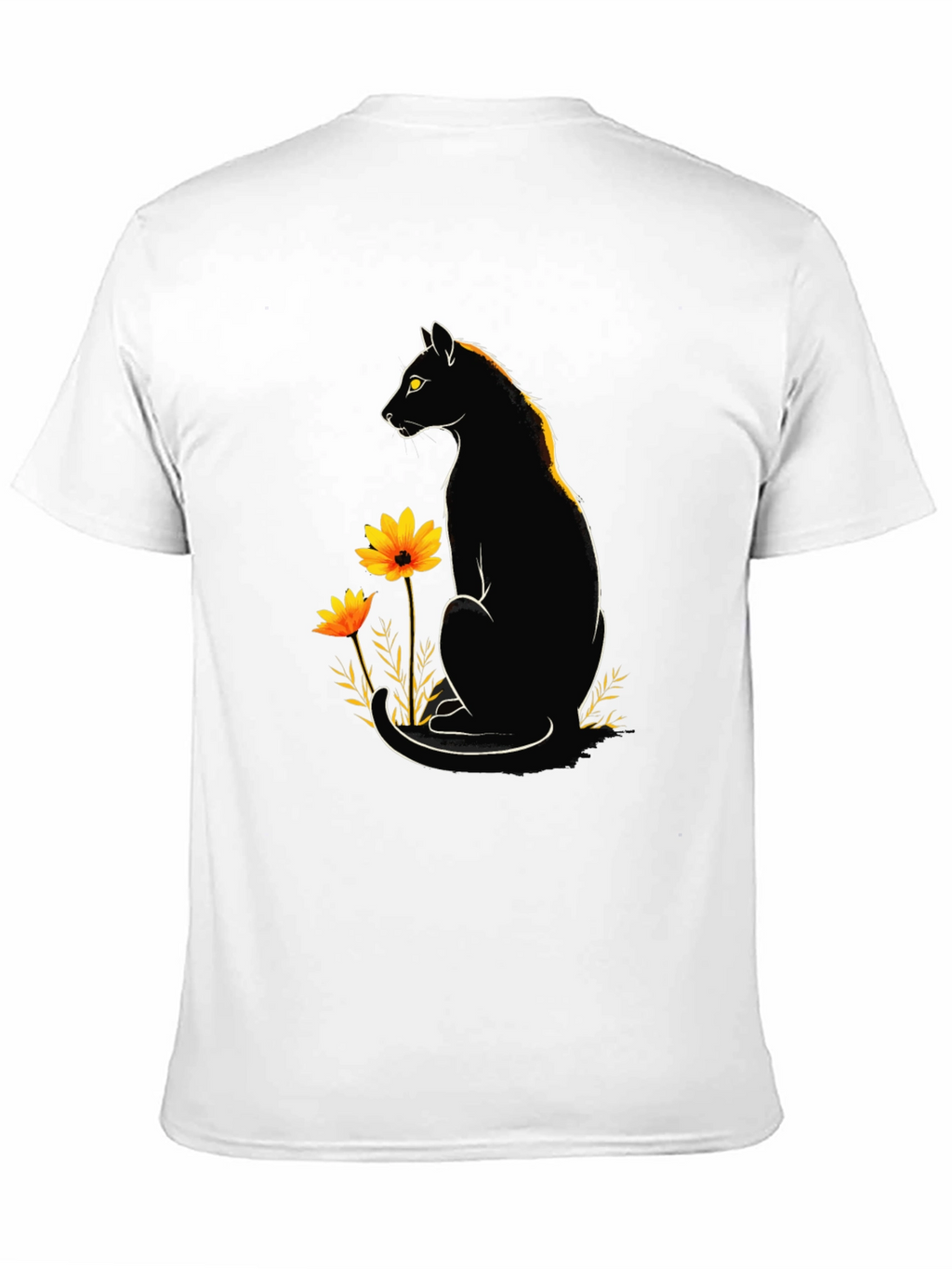 Black Cat Floral Graphic Tee