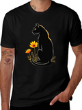 Black Cat Floral Graphic Tee