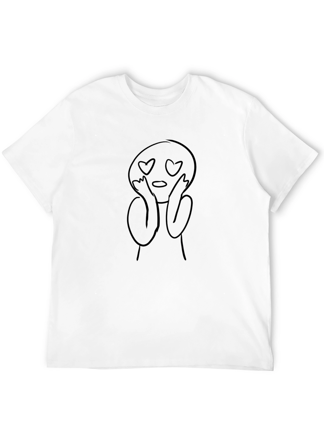 Heart Eyes Character Graphic Tee - Black