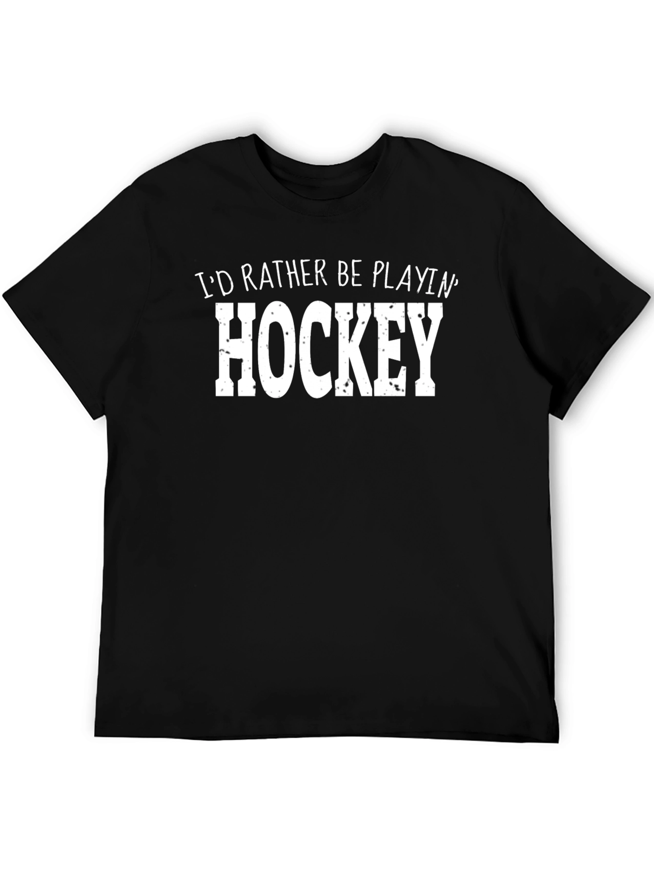 Id Rather Be Playing Hockey Black T-Shirt