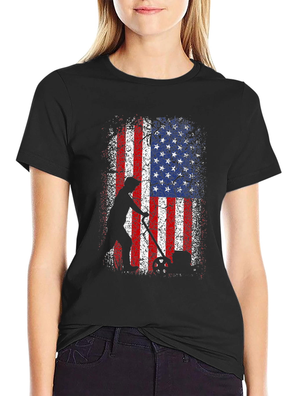 American Flag Patriotic Lawn Mower T-Shirt