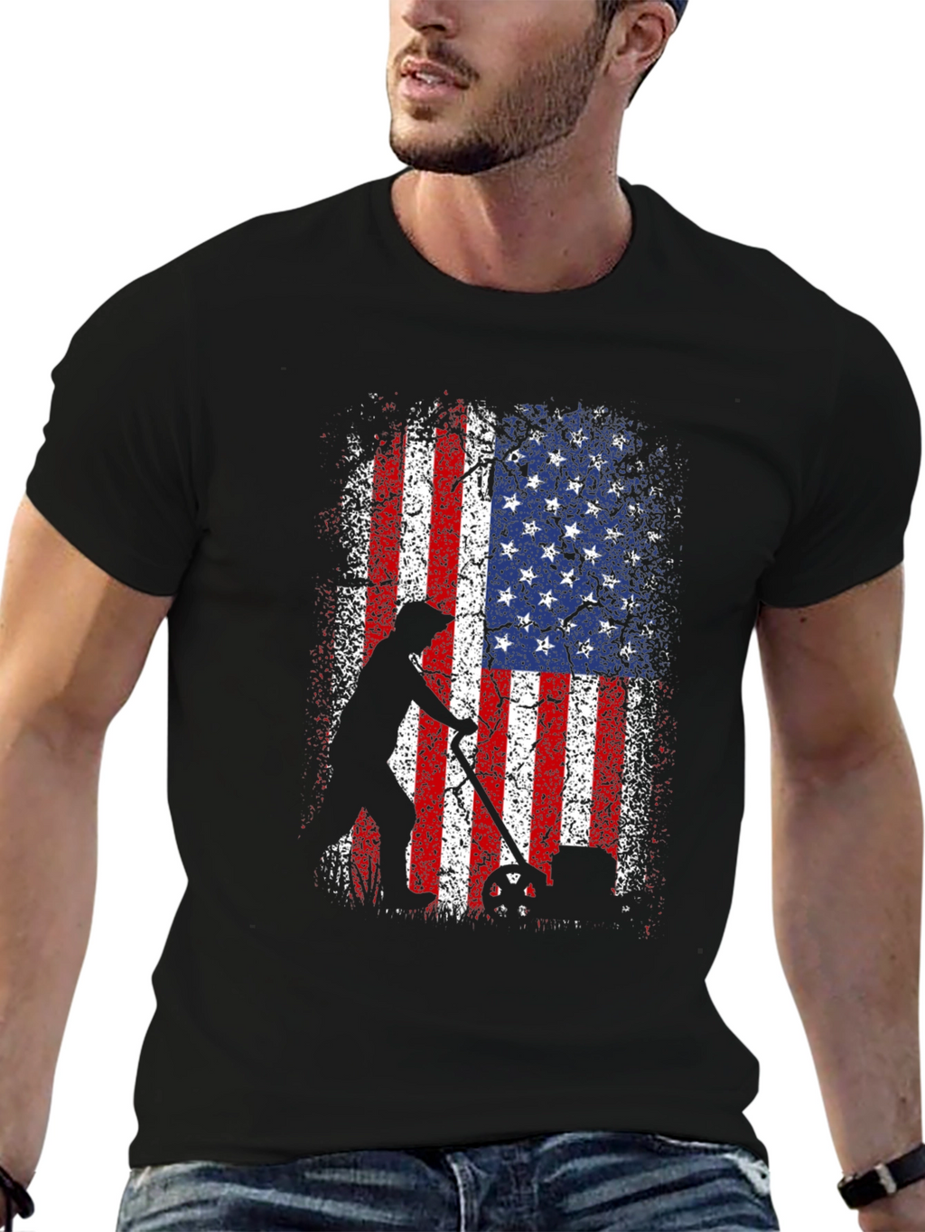 American Flag Patriotic Lawn Mower T-Shirt