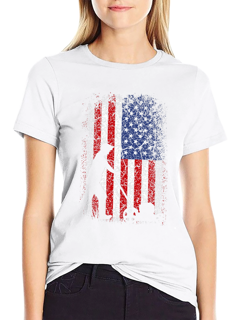 American Flag Patriotic Lawn Mower T-Shirt
