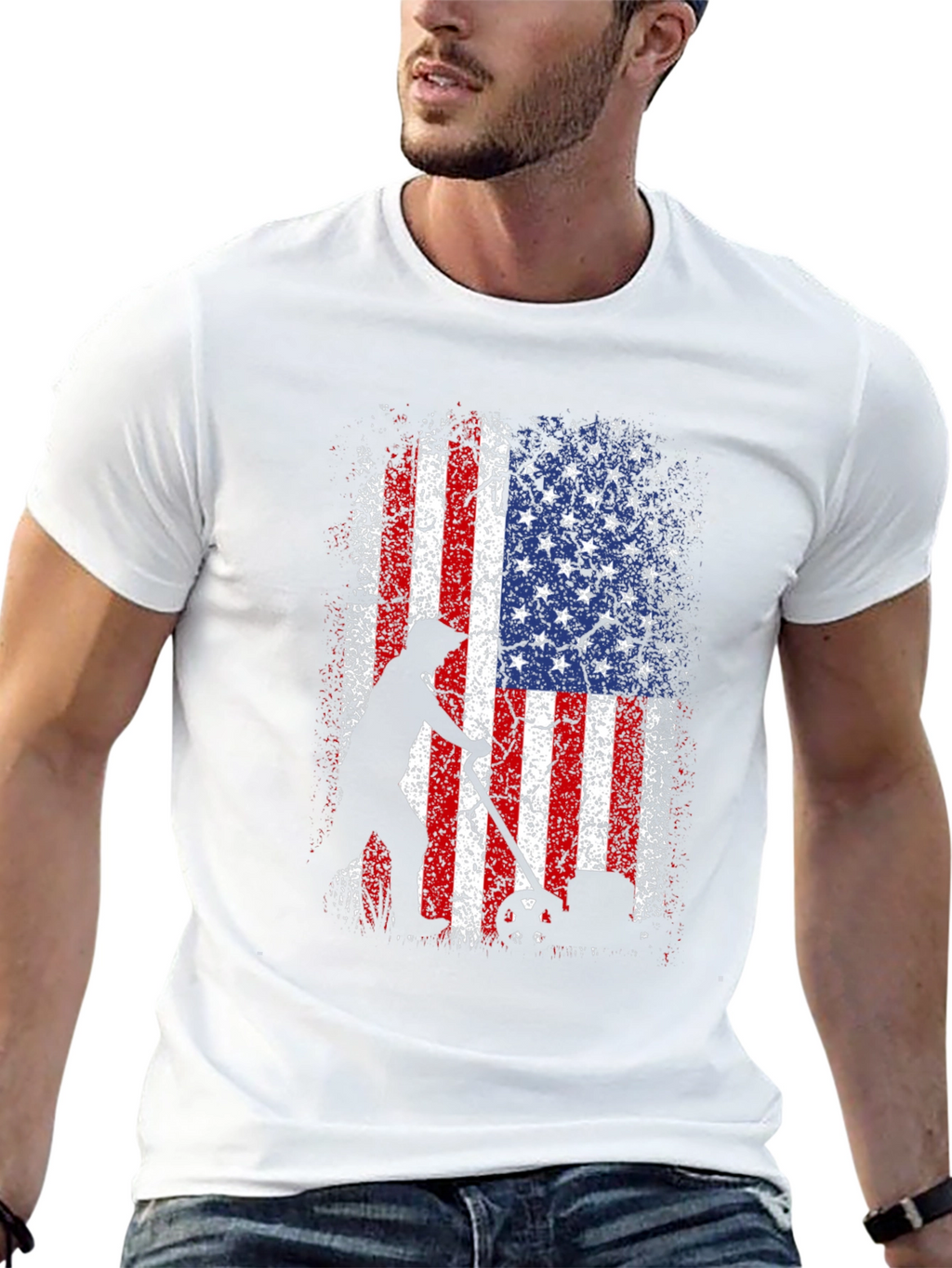 American Flag Patriotic Lawn Mower T-Shirt