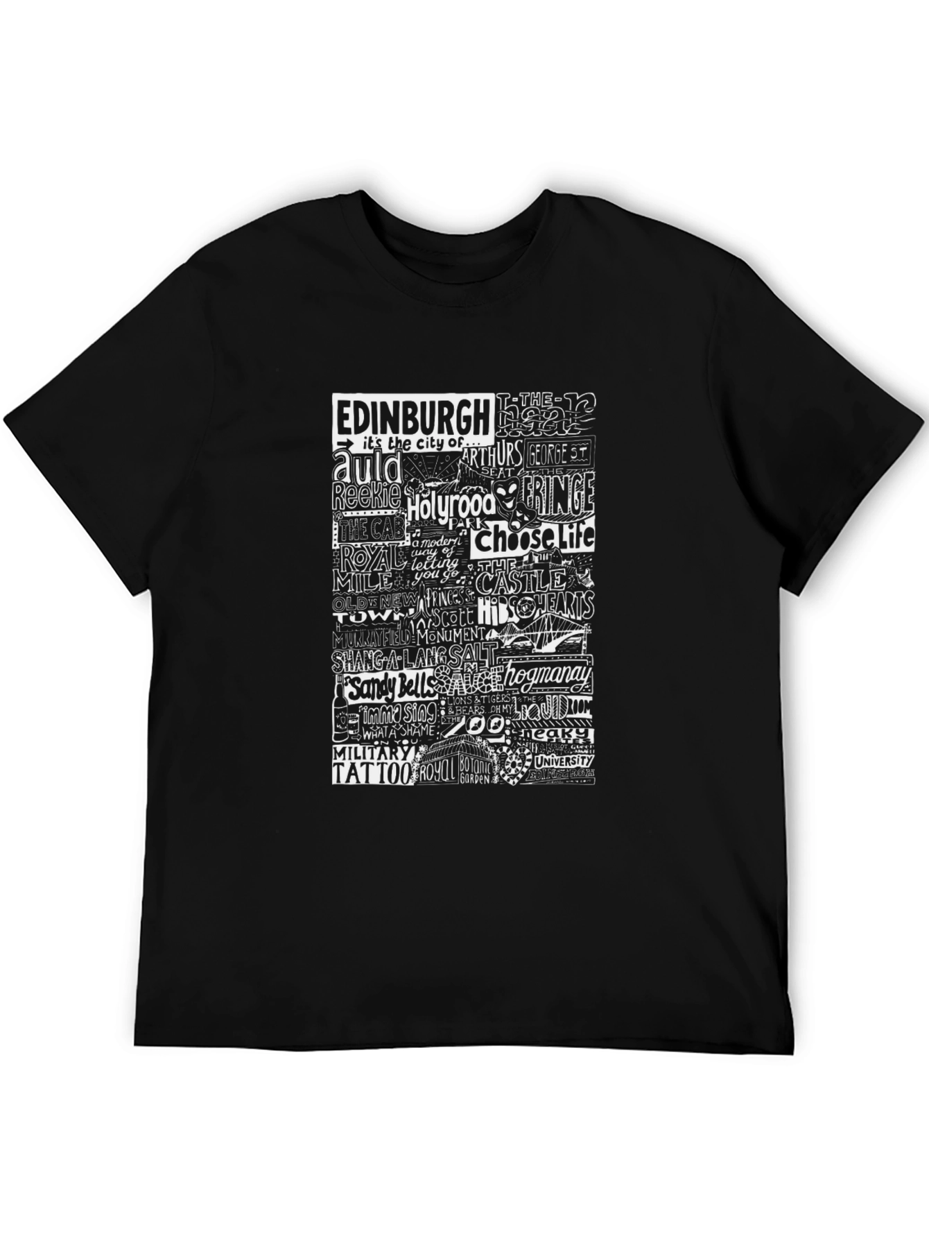 Edinburgh Typography Graphic Black T-Shirt