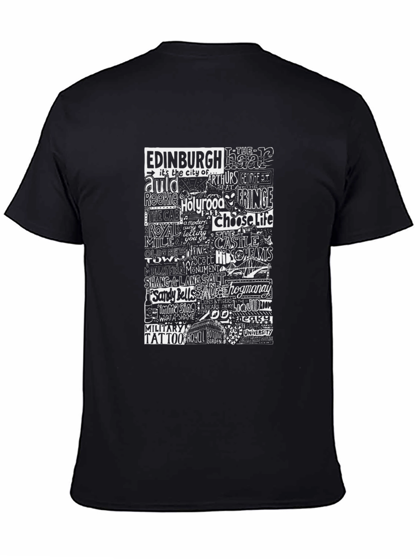 Edinburgh Typography Graphic Black T-Shirt