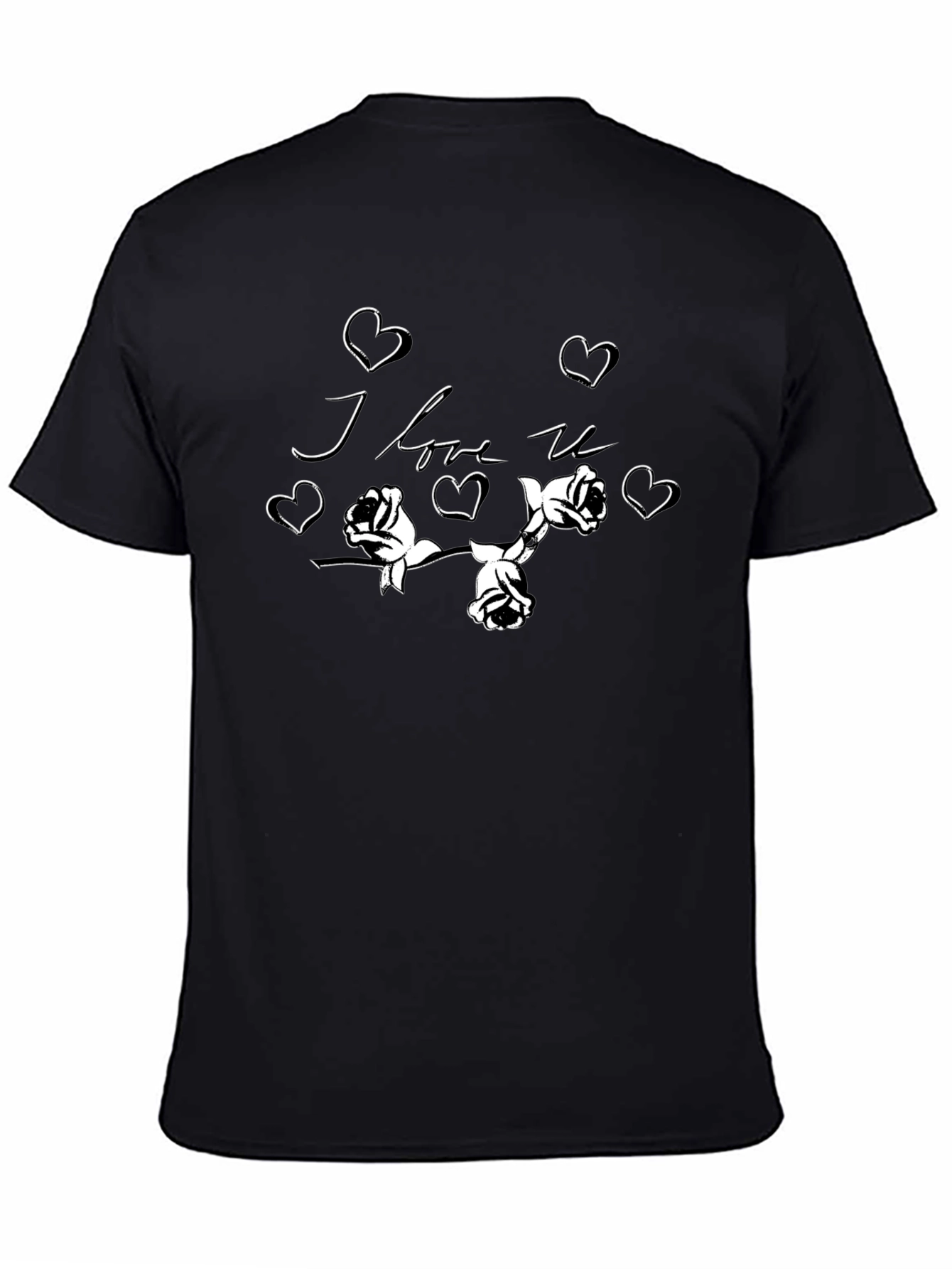 I Love You Roses Graphic T-Shirt - Stylish Black Tee