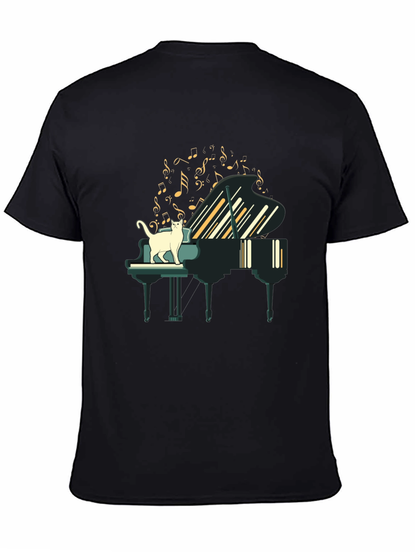 Cat on Piano T-Shirt - Musical Feline Fun