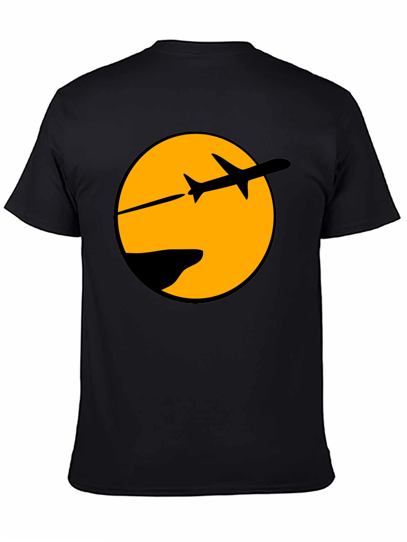 Airplane Silhouette Graphic Tee - Black Cotton Blend
