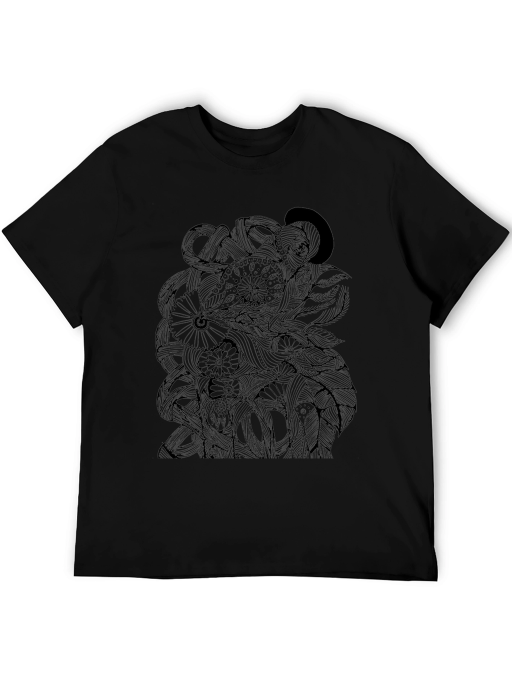 Intricate Octopus Design Black T-Shirt