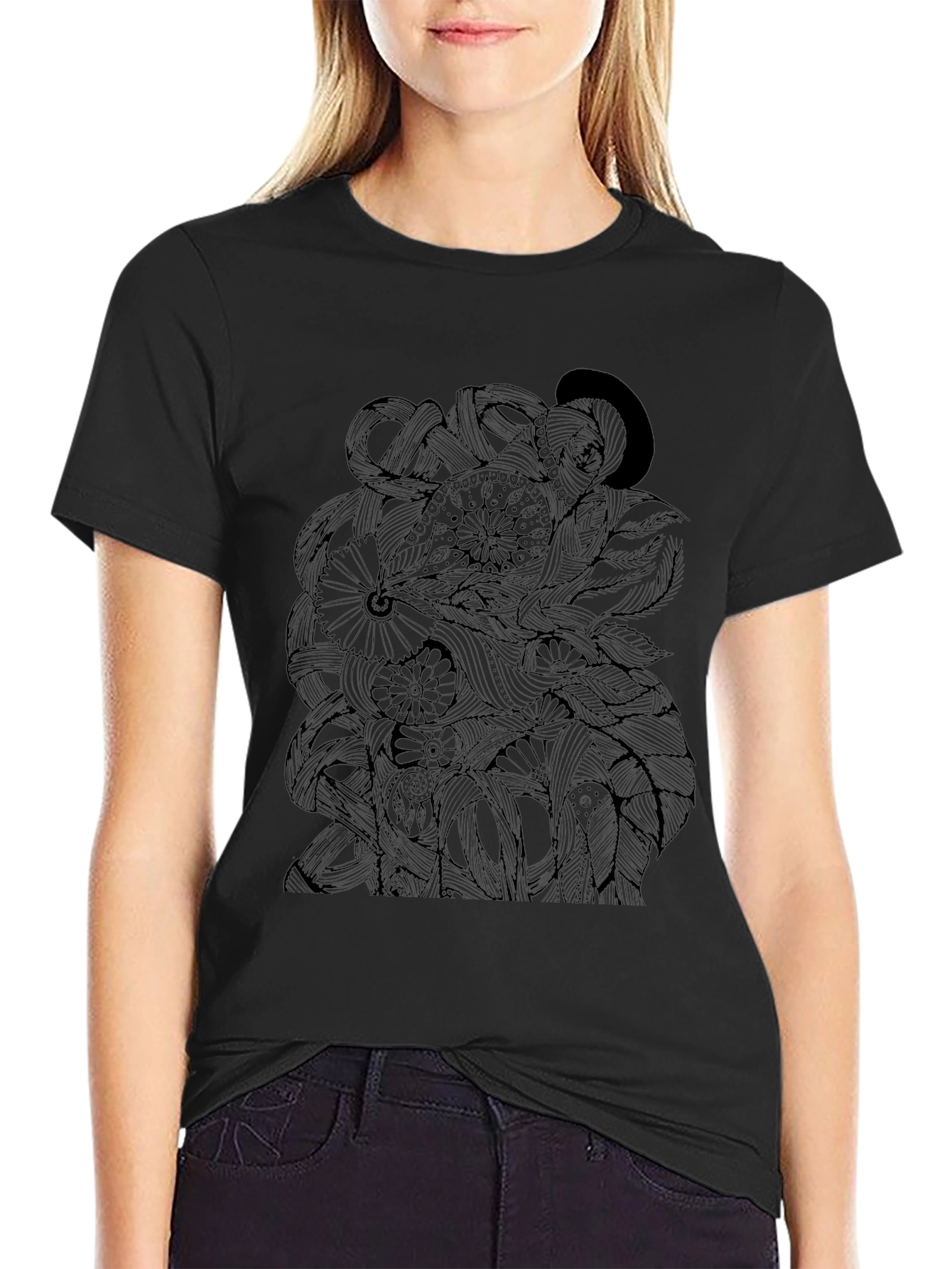 Intricate Octopus Design Black T-Shirt